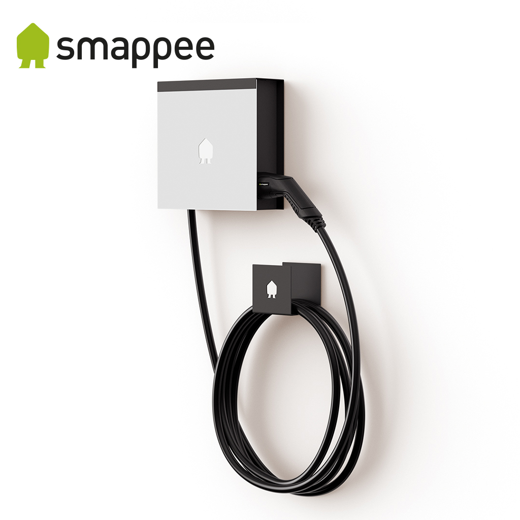 Smappee - EV Wall - Borne Murale EV Blanc - jusqu’à 22 kW Câble Type 2 de 8M Avec Support de Câble 