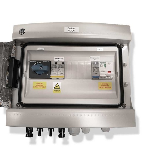 [IT05149] Coffret AC/DC - Monophasé - 1 String - 1 Sectionneur 30A/600VDC. Parafoudre Type II 40 kA